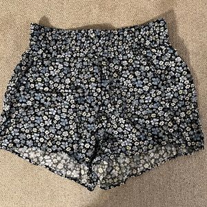 Blue and black floral shorts